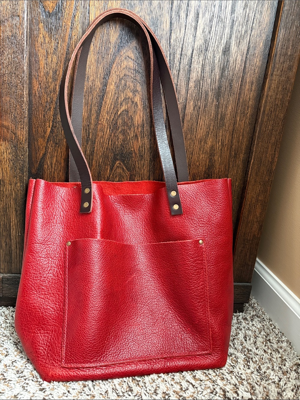 Portland Leather Classic Medium Tote in Chili Red